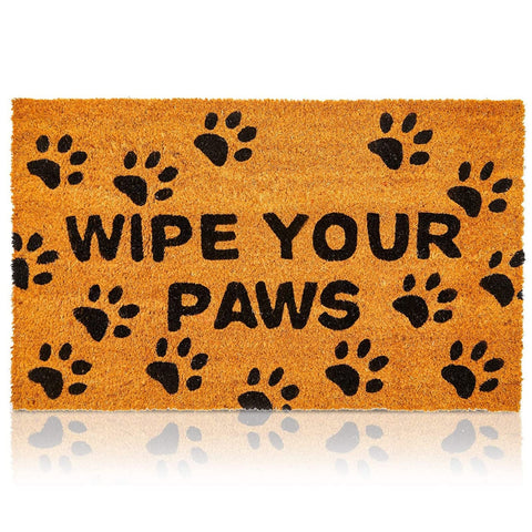 Juvale Wipe Your Paws doormat with pawprint captures dirt at entryways