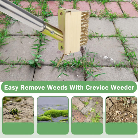 Juxifyron moss remover tool with long reach for decks and driveways.