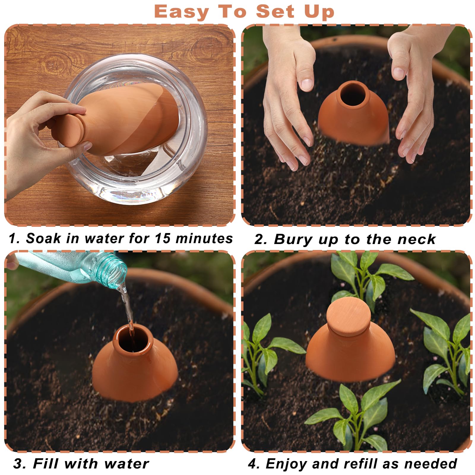 JUXYES water-release system close-up illustrates gradual moisture to roots.