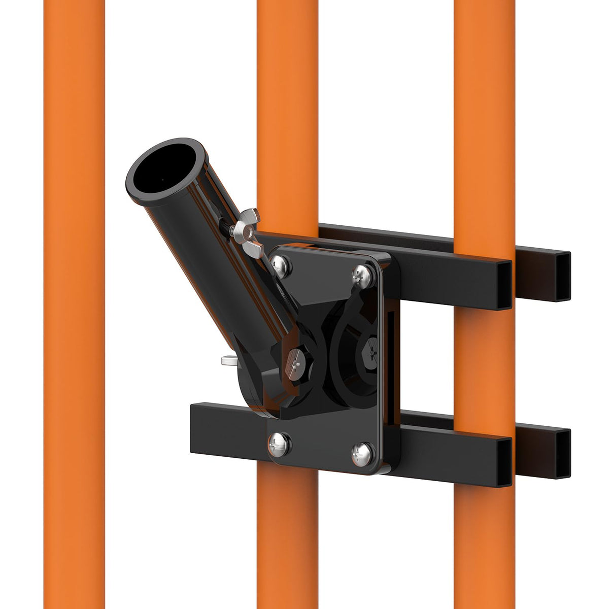 JUYEER flagpole mount on rail secures round or square rails for balcony setups.