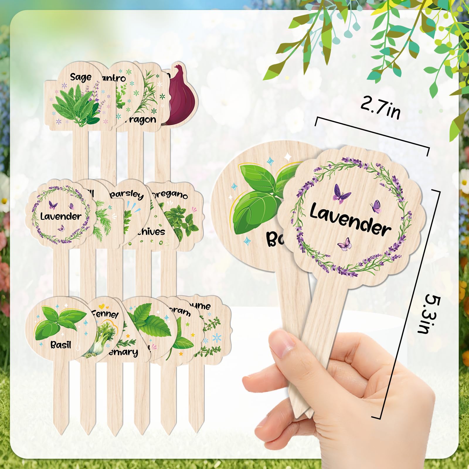JUYRLE wood-grain herb labels enhance herb identification at a glance