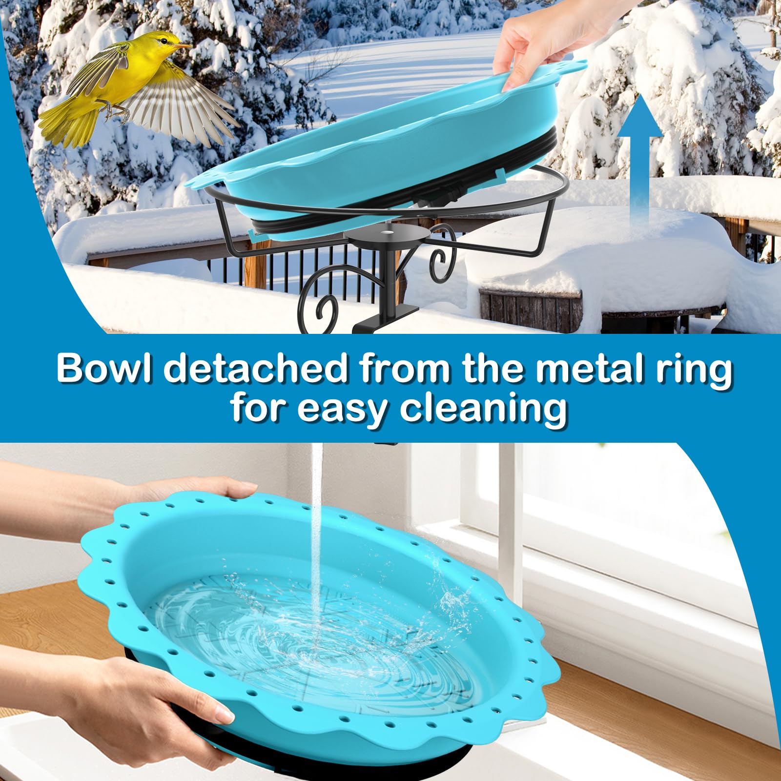 Jvgoo water bowl has large capacity reducing refills during busy birdwatching sessions
