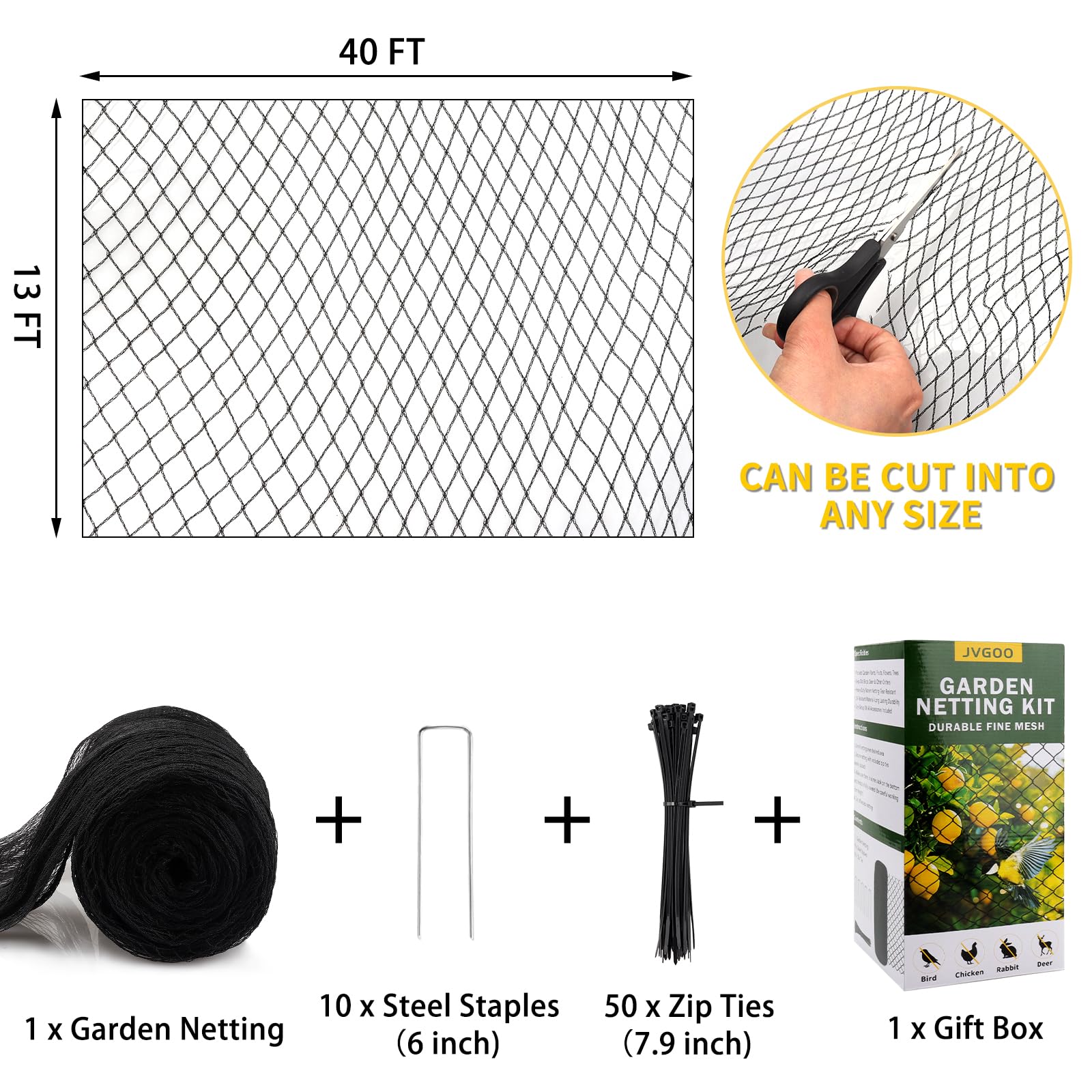 Jvgoo bird netting around chicken coop deters pests and keeps birds out.