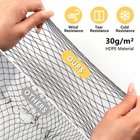 Jvgoo bird netting secured with staples for a stable edge.