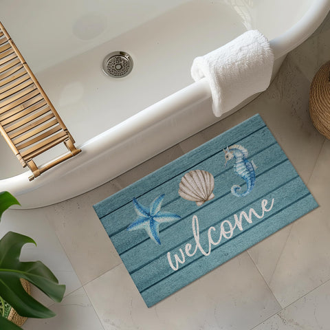 Jvpke Beach Welcome Mat non-slip base adds safety on wet entryways and patios.