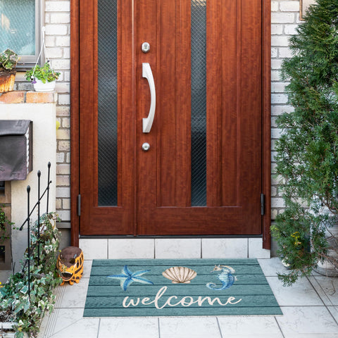 Jvpke Beach Welcome Mat starfish design adds seaside vibe and mud trapping at the entrance.