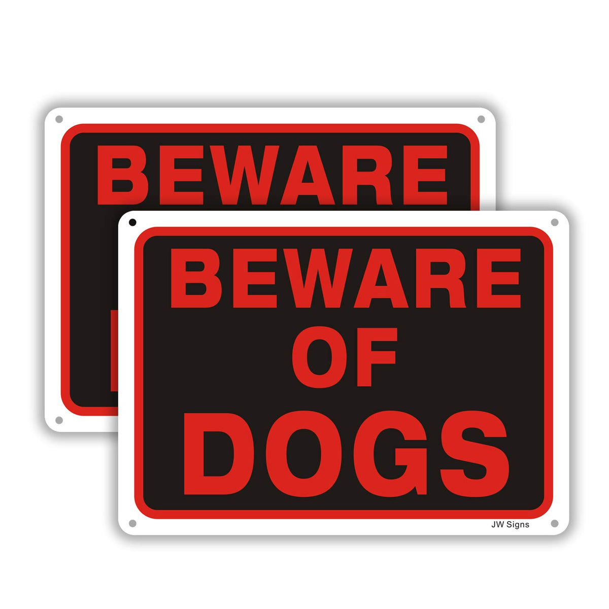JW Signs Beware of Dogs sign, 2-pack, enhances property awareness for visitors.