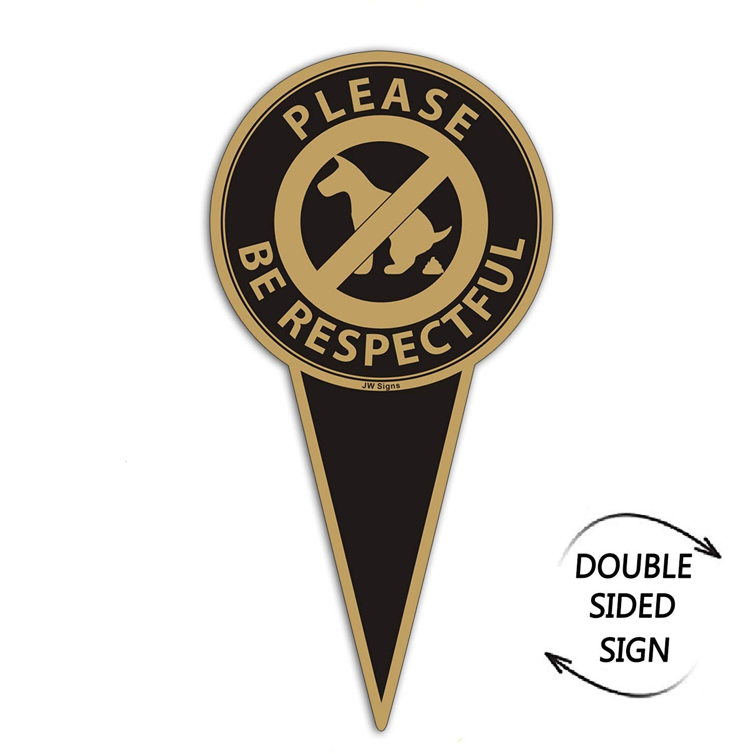 JW Signs gold-on-black no-poop sign, 12x6, easy ground insertion