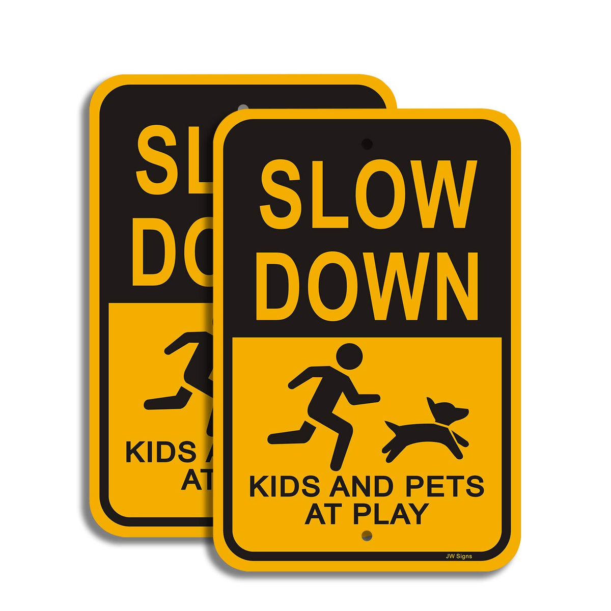 JW Signs slow-down sign 18x12 with reflective finish for nighttime visibility