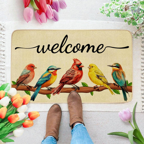 JWXCBIM bird welcome doormat decor offers durable, all-weather entryway decor.
