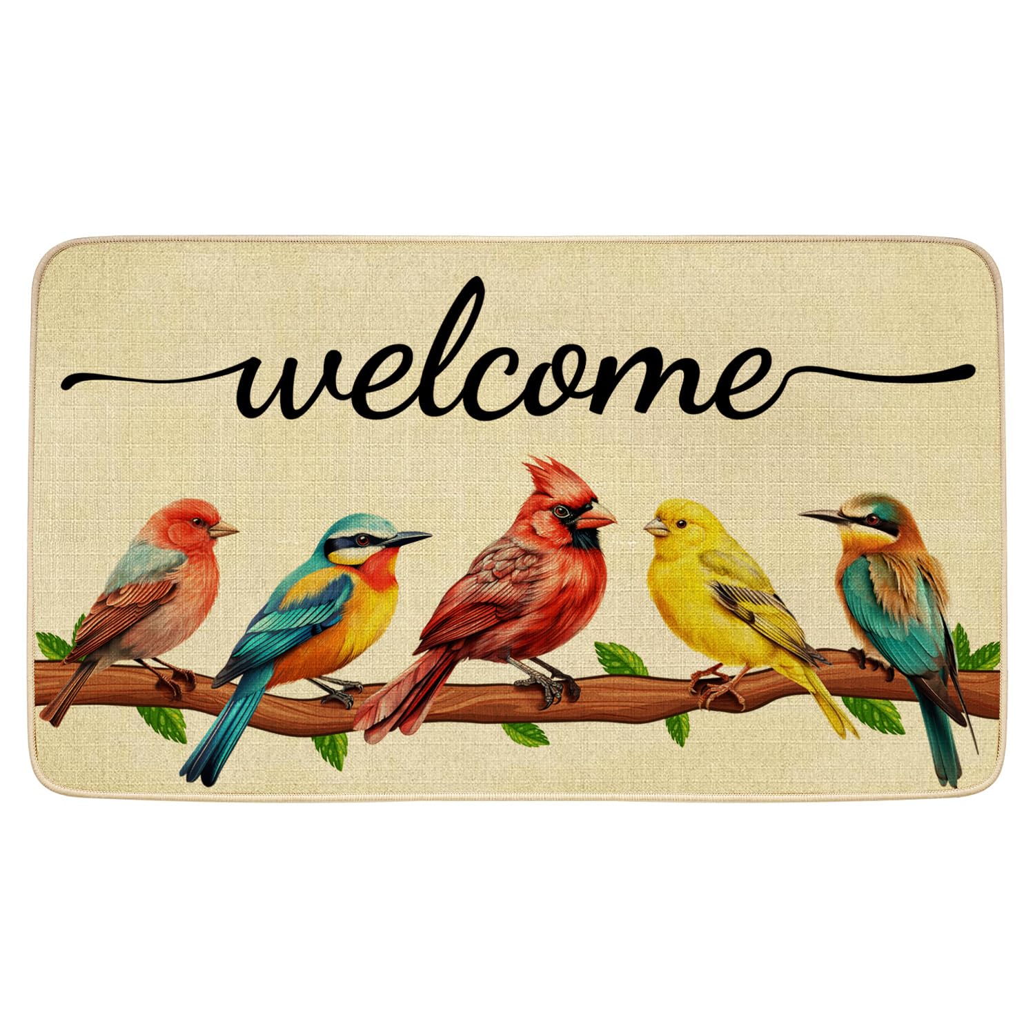 JWXCBIM spring door mat with bird design, ideal for welcoming guests at entryways.