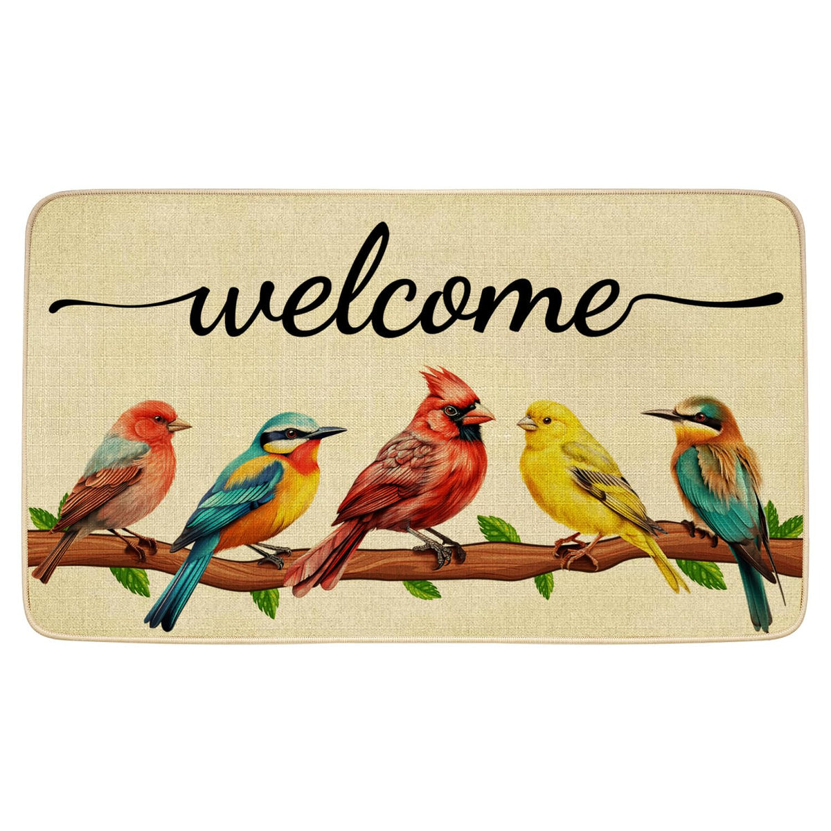 JWXCBIM spring door mat with bird design, ideal for welcoming guests at entryways.