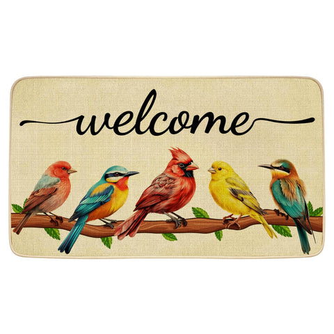 JWXCBIM spring door mat with bird design, ideal for welcoming guests at entryways.