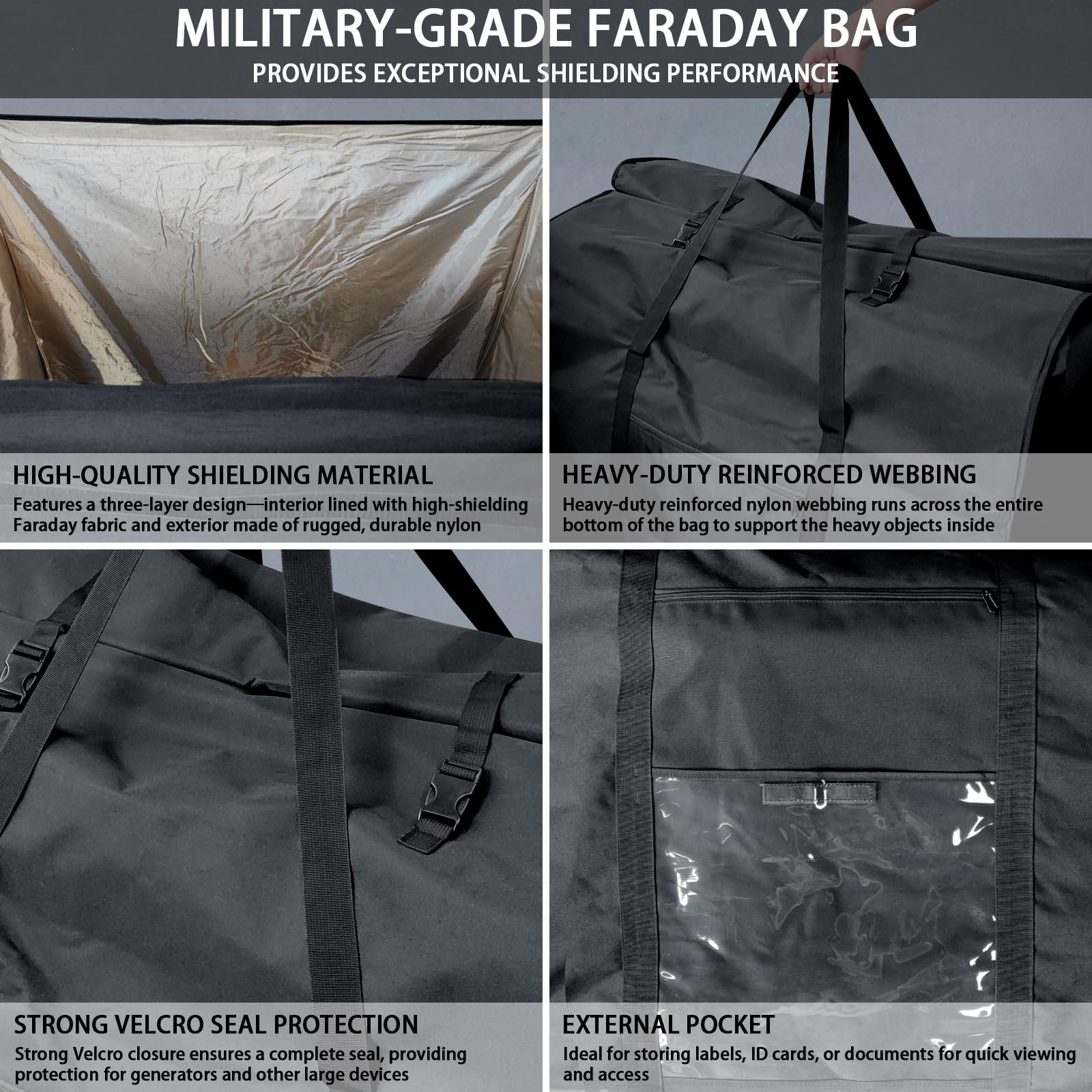 JXE JXO Faraday Bag uses waterproof nylon and tough shielding for rugged environments.