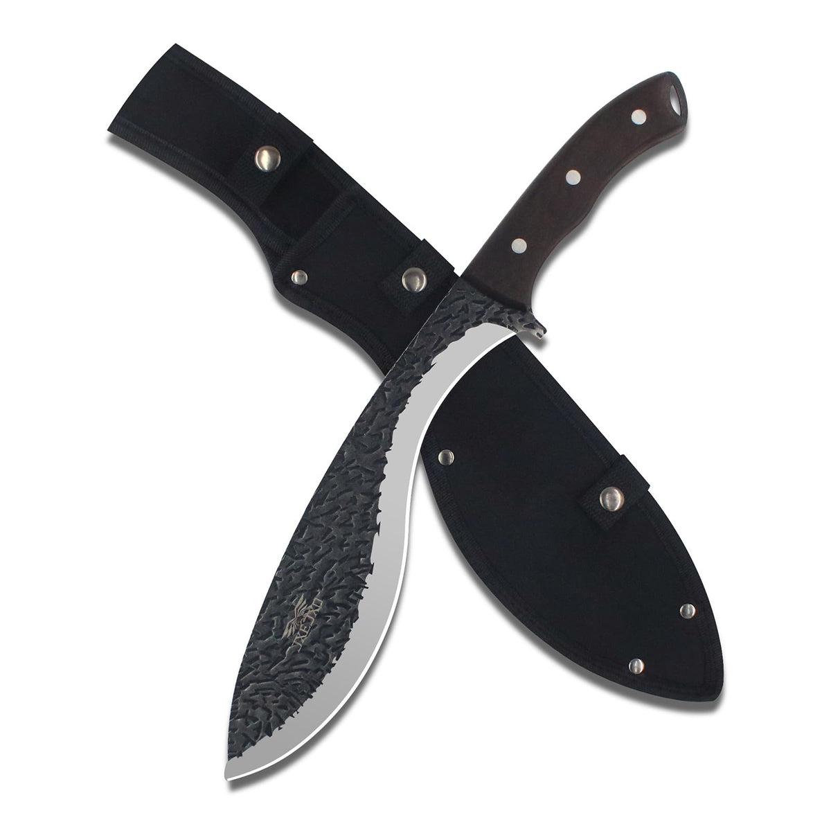 JXE JXO machete with a 14.5-inch full-tang blade, ready for brush clearing.