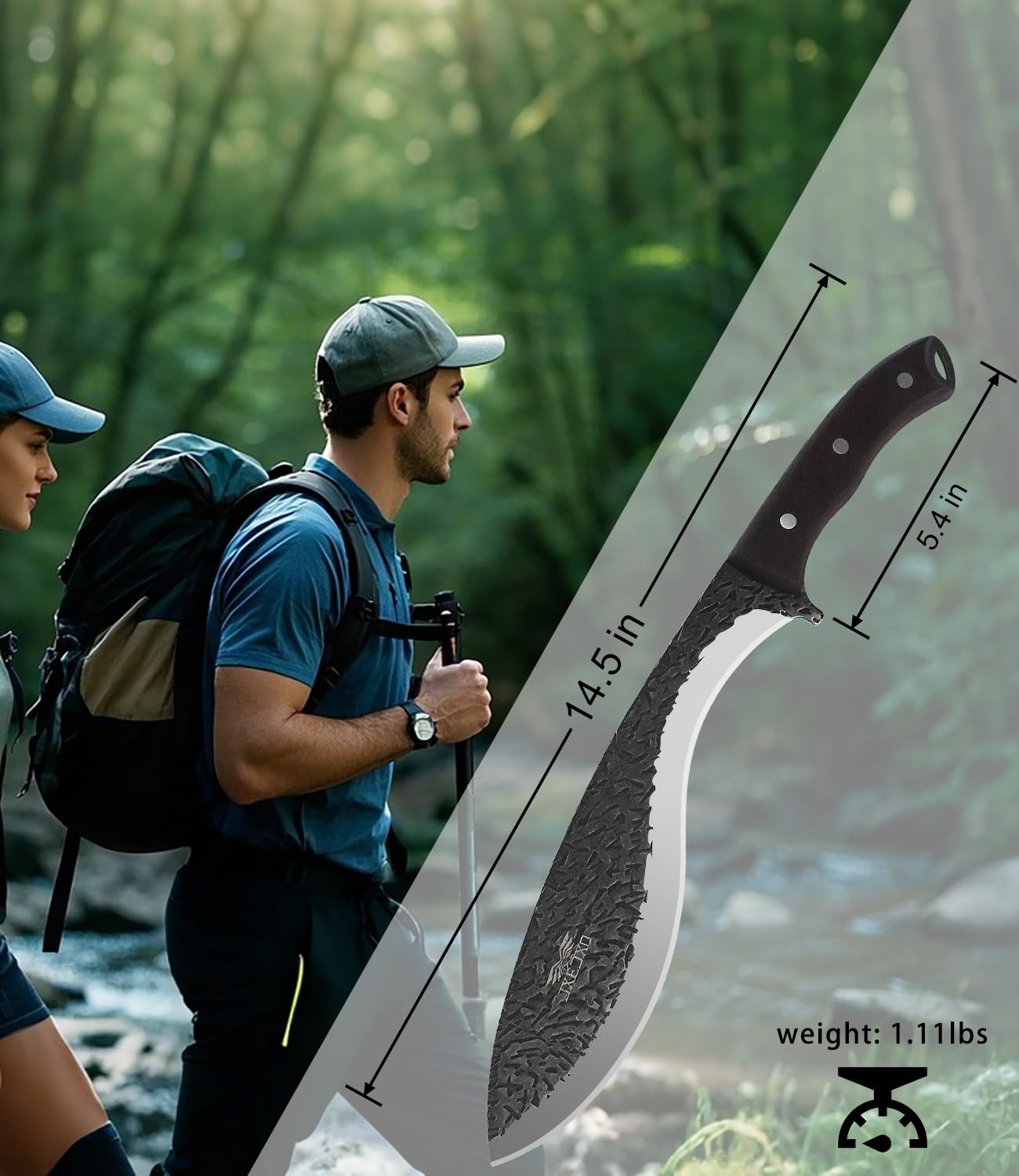 JXE JXO machete with ergonomic wenge handle for a secure grip.