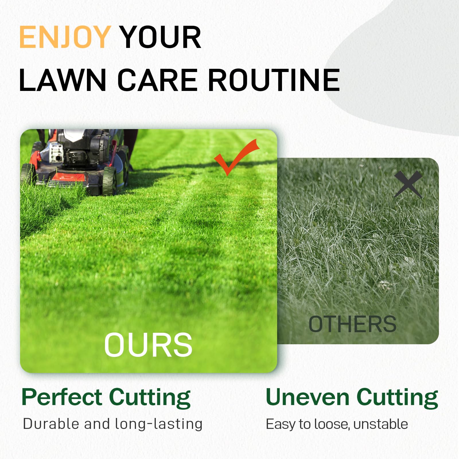 JXJKCZ precision cut blades deliver clean edges on lawns.