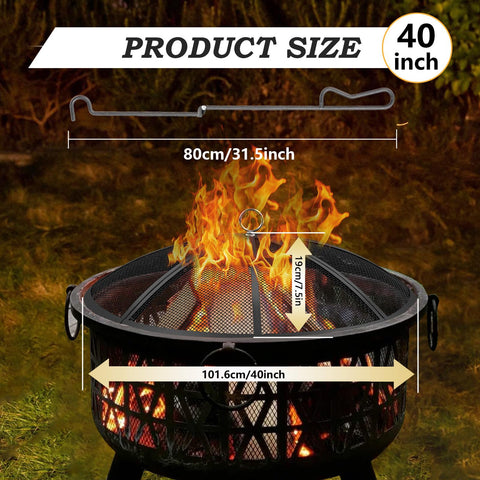 JXLXYY fire pit screen with handle eases safe repositioning during a cozy evening.