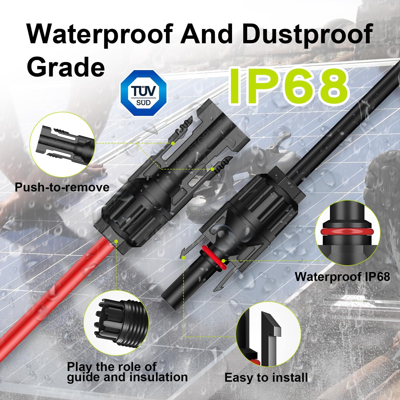 JXMXRPV PV cable with 10AWG gauge connects panels to inverter easily