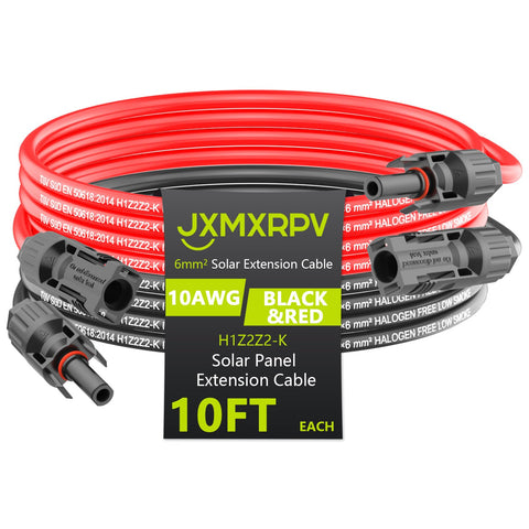 JXMXRPV solar cable extension shown with 10ft reach for flexible home setups