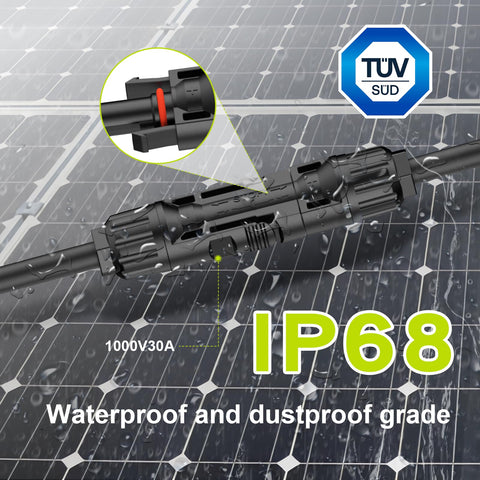 JXMXRPV connectors compatible with 14-10 AWG solar cables for easy installs.