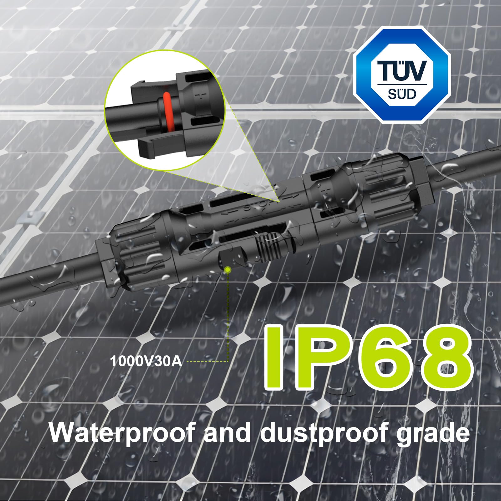 JXMXRPV plug-and-play solar wiring for fast, secure panel connections.