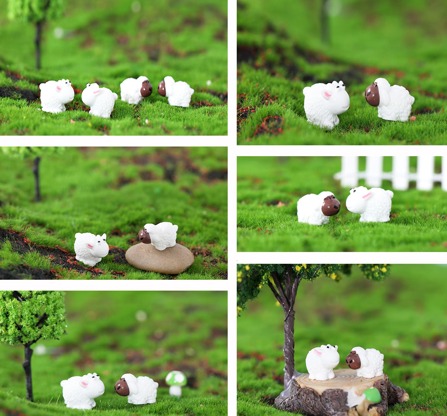 Jxpinet sheep figurines arranged in a terrarium scene for decorative charm