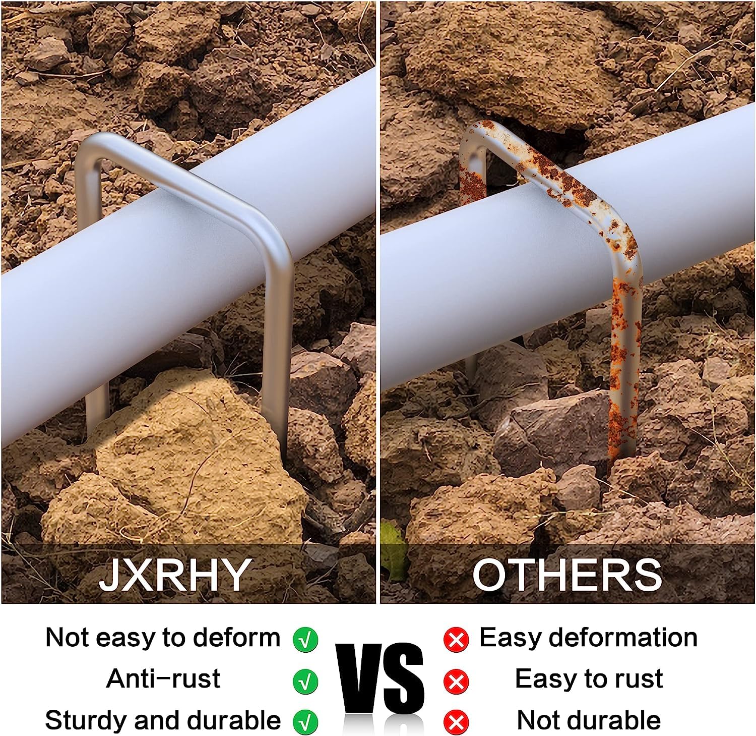 Jxrhy easy-install stakes simplify setting fences and weed barriers