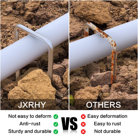 Sturdy Jxrhy staples securing ground fabric and outdoor cables in a lush garden.