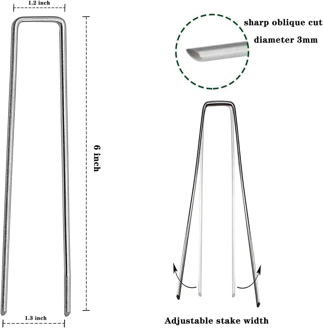 Jxrhy U-type 6-inch garden stakes for strong ground penetration