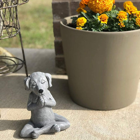 Jxueych Front porch dog garden figurine adds friendly welcome