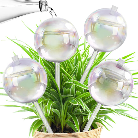 JXWENBYX 17oz glass watering globe provides steady moisture for potted plants.