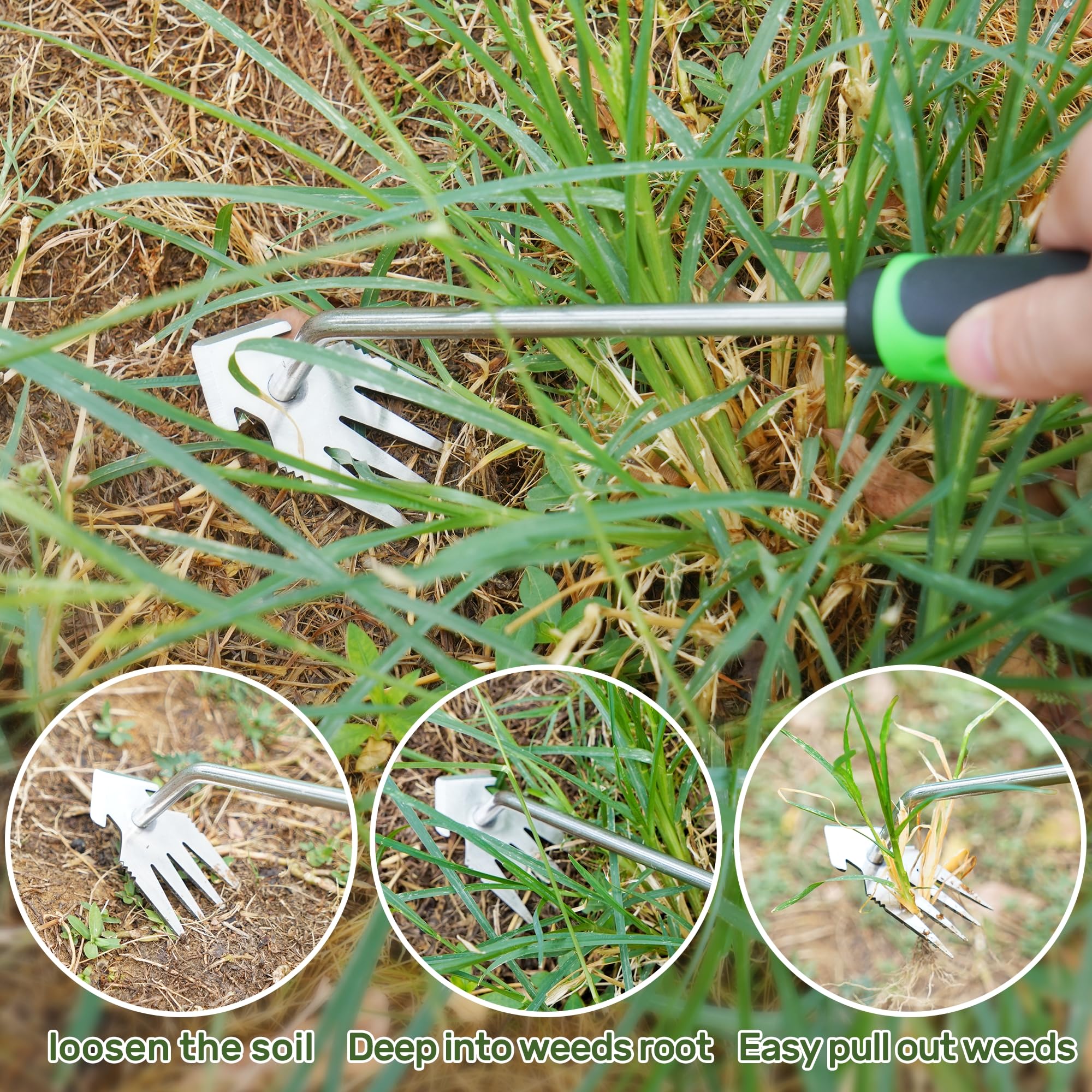 JXWENBYX ergonomic rubber-handle weeder provides a comfortable grip