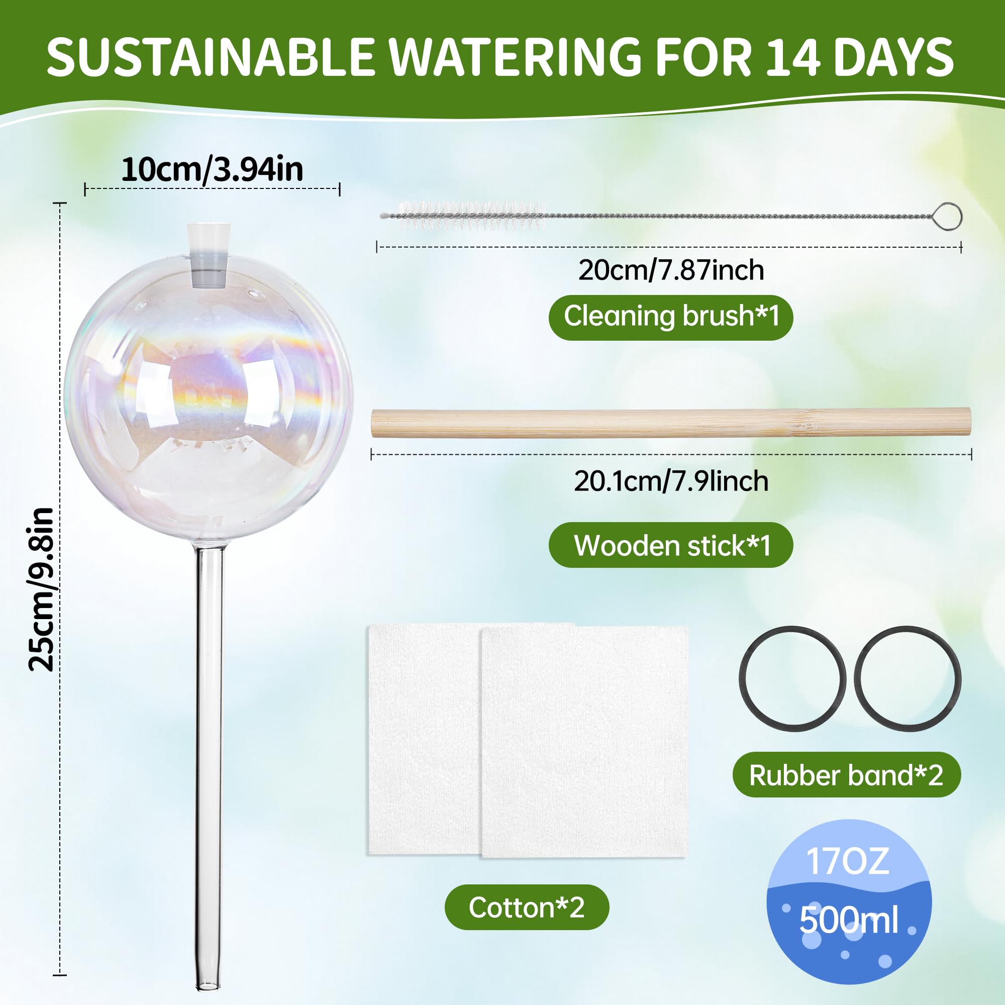 JXWENBYX self-watering globe inserted into soil for indoor moisture balance