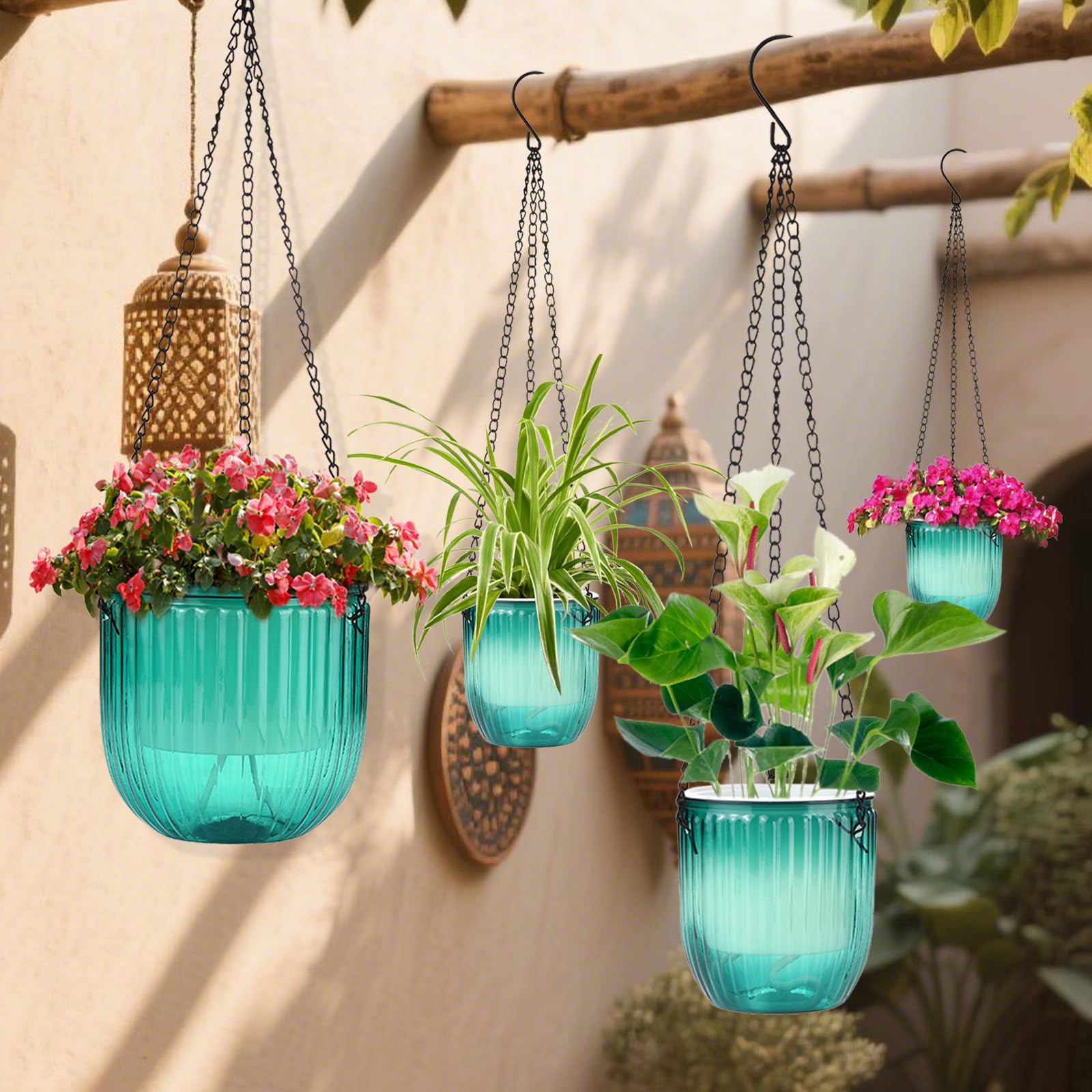 JxyHauteresce sturdy hanging planters with robust hooks for versatile mounting.