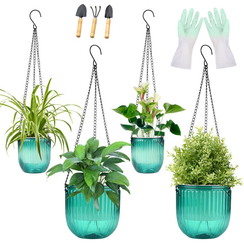 JxyHauteresce self-watering hanging planter 6.5-inch with extended hydration for roots.
