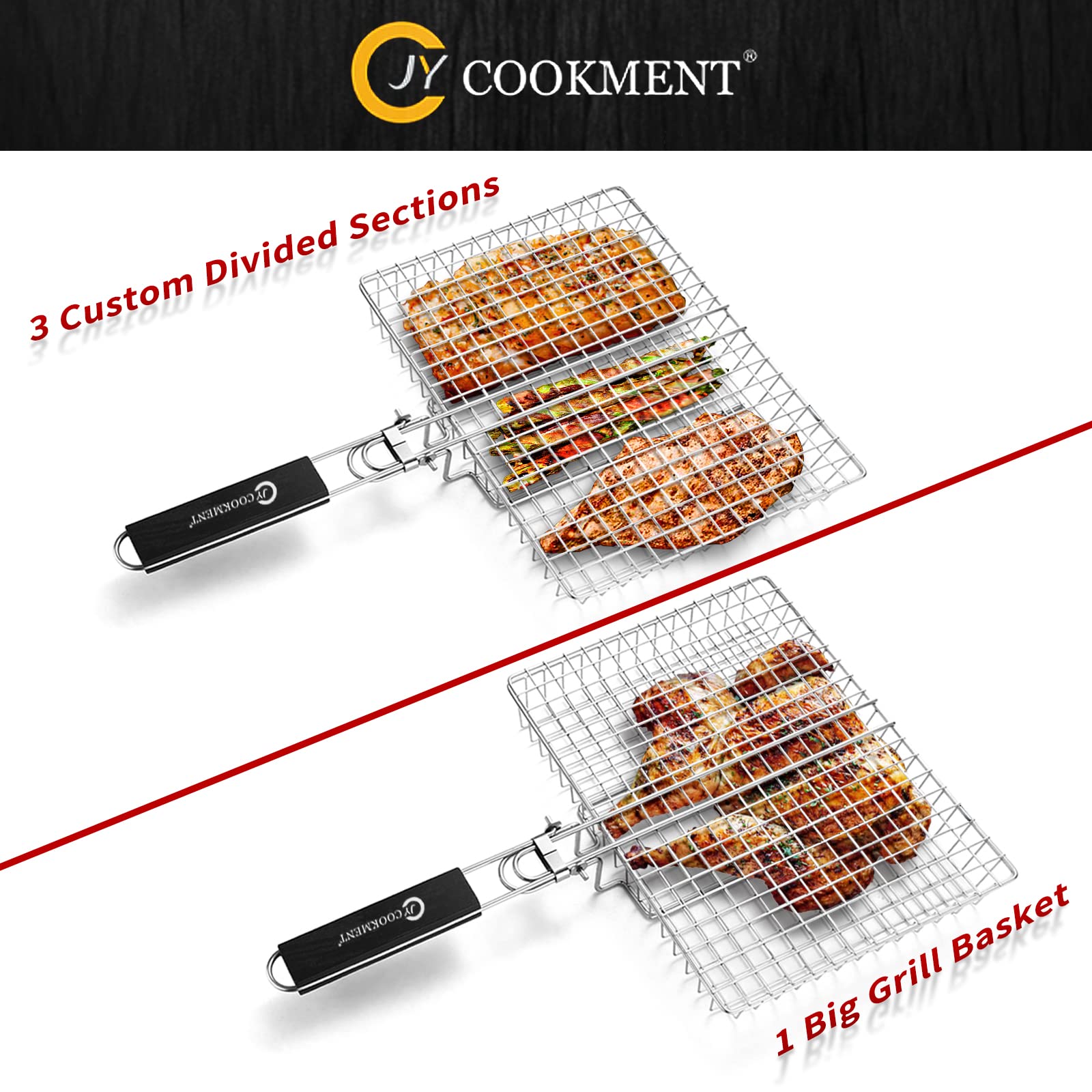 JY COOKMENT grill basket is dishwasher safe for quick, convenient cleanup after grilling.