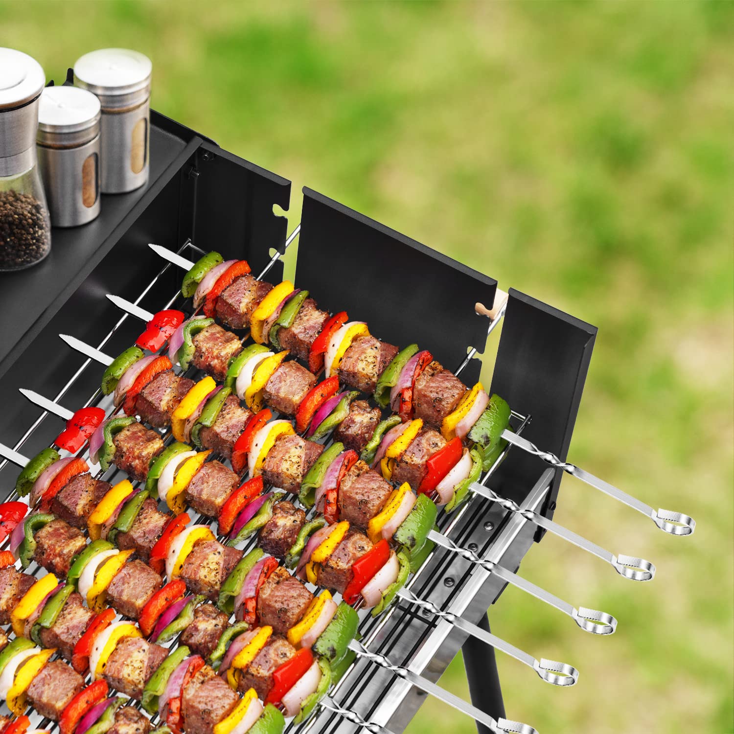 JY COOKMENT stainless steel kabob skewers resist rust for repeated use.