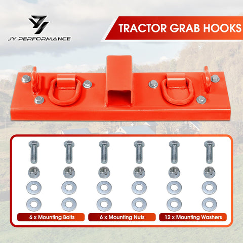 JY PERFORMANCE heavy-duty Kubota bucket hooks in orange for rugged use