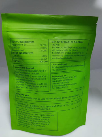 JYEVEWA Squirrel Repellent Natural Ingredients Label — plant-based protection at home
