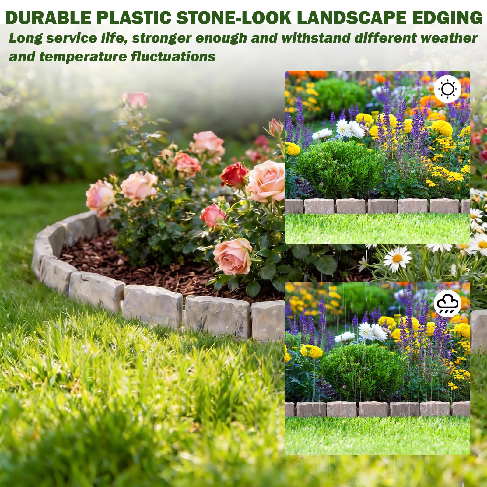 JYINCPED durable plastic edging withstands weather and mowing.
