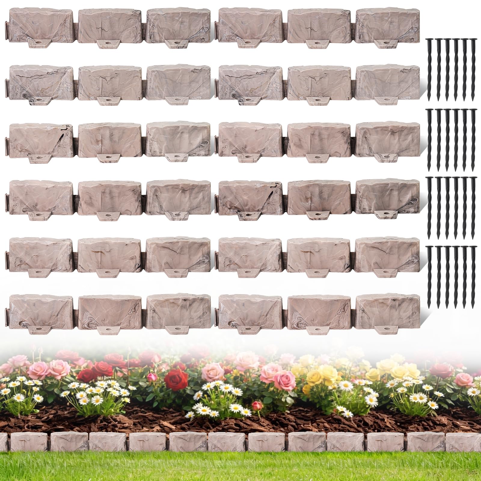 JYINCPED stone-look edging defines flower beds and keeps borders neat.