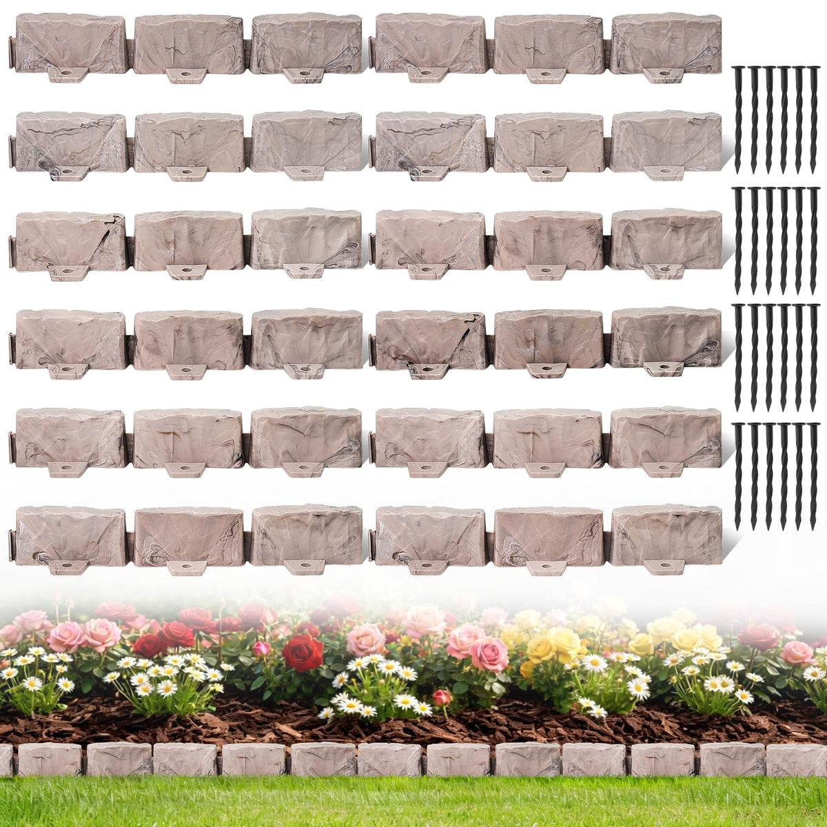 JYINCPED stone-look edging defines flower beds and keeps borders neat.
