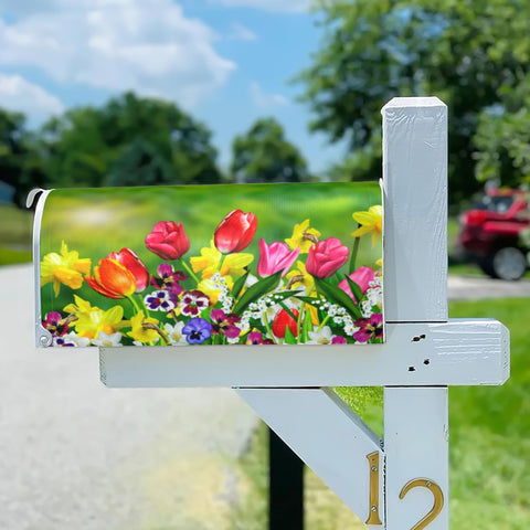 JYKCUL spring tulip mailbox cover enhances curb appeal and visibility.