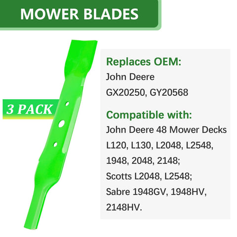 JYLEYJ 48-inch deck blades designed for L120 L130 models deliver reliable mowing