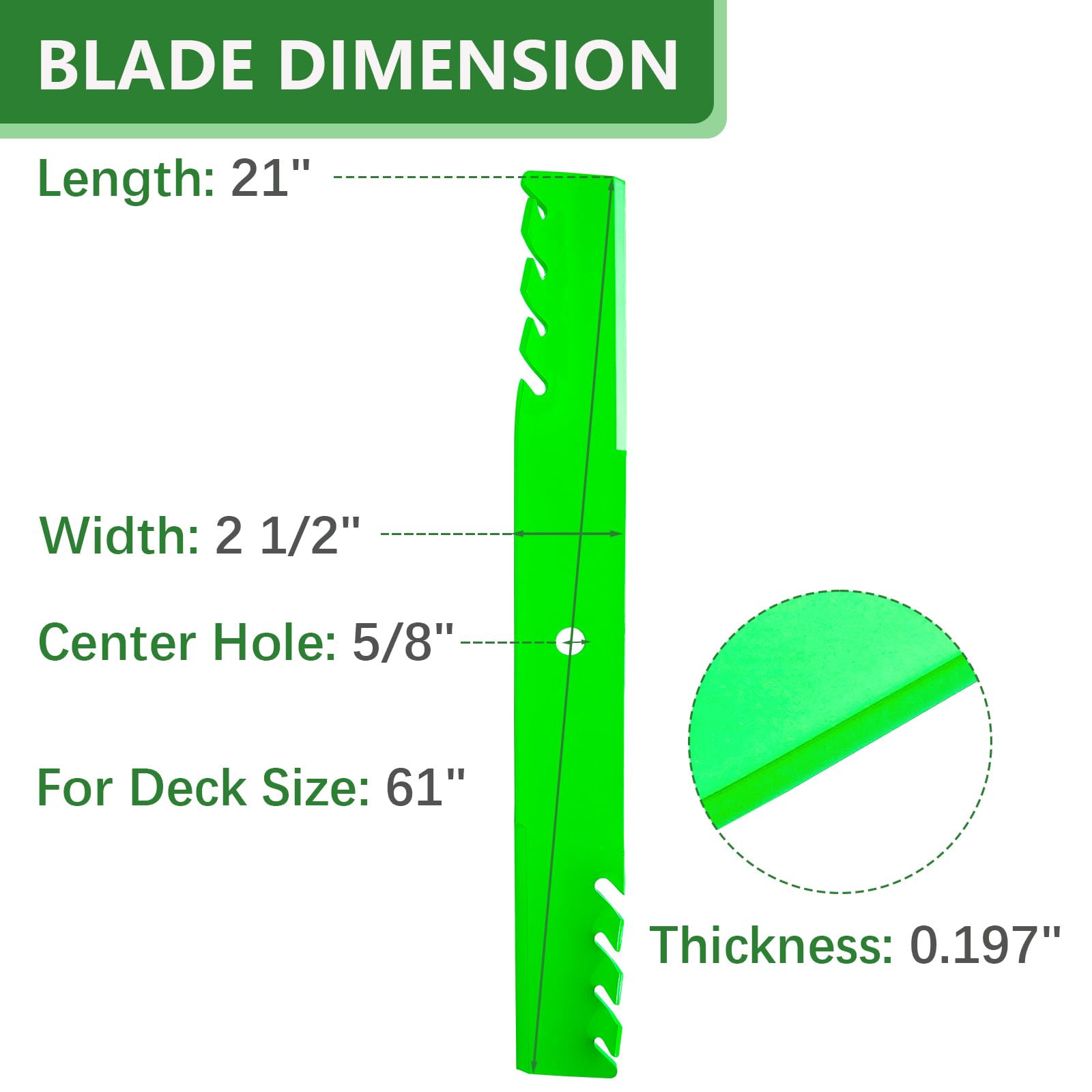 JYLEYJ 61-inch blade edge close-up shows a sharp, durable cut surface.