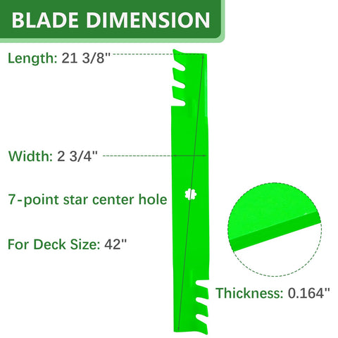 JYLEYJ blades ready for John Deere 42-inch deck compatibility