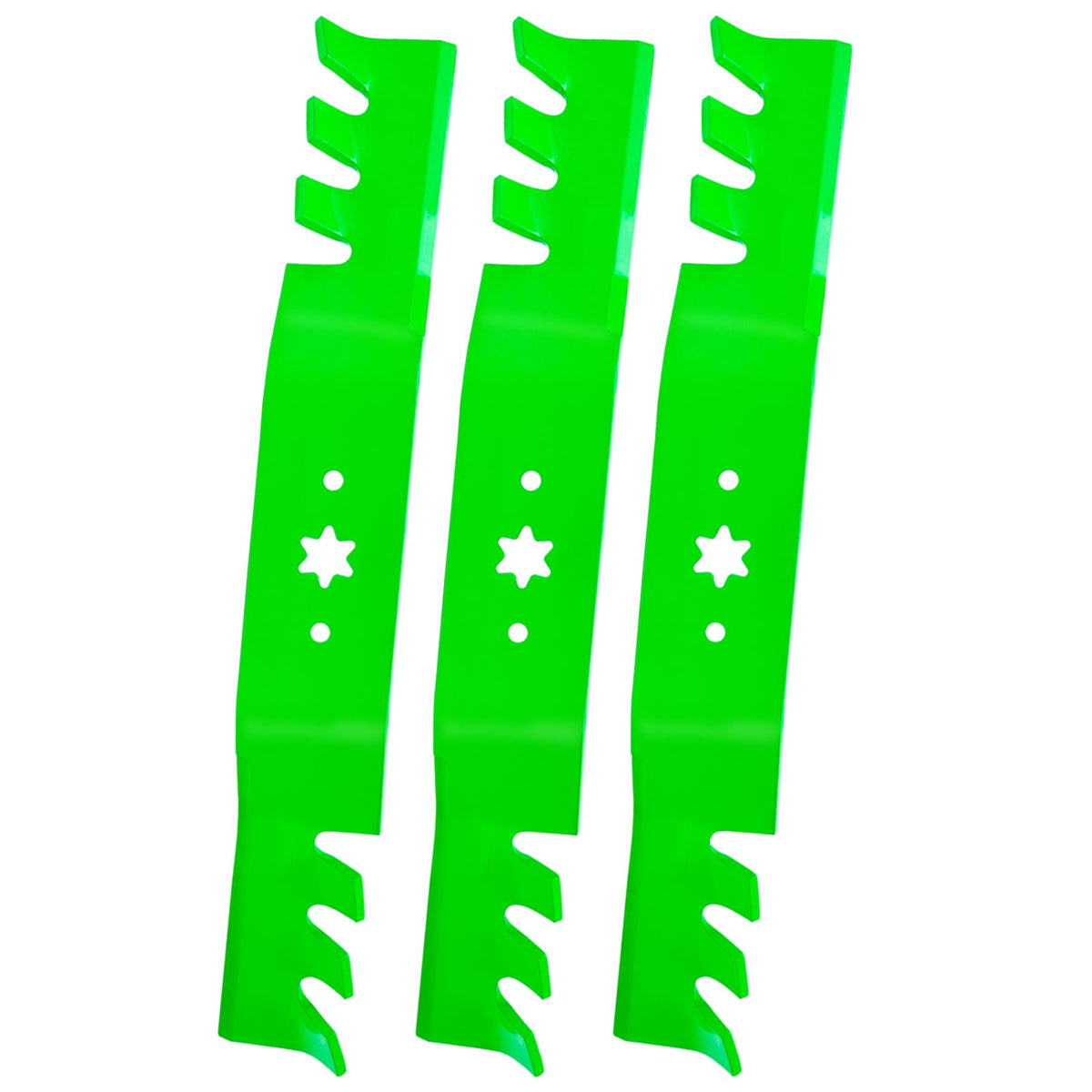 JYLEYJ mulching blades 3-pack front view shows durable blades for Cub Cadet decks.