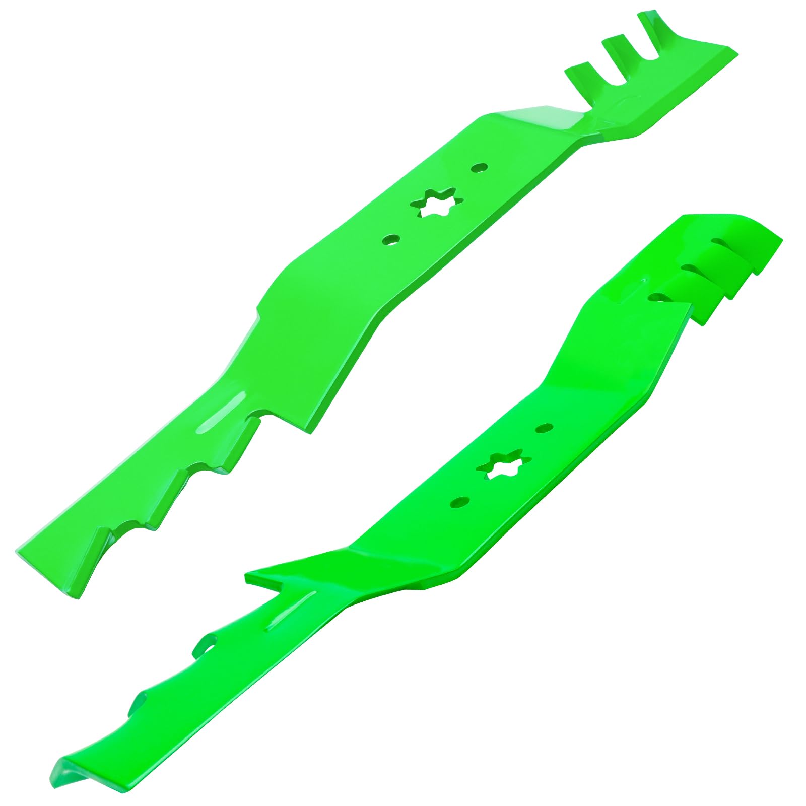 JYLEYJ mulching blades pack on mower deck demonstrates easy installation and quick upgrade.