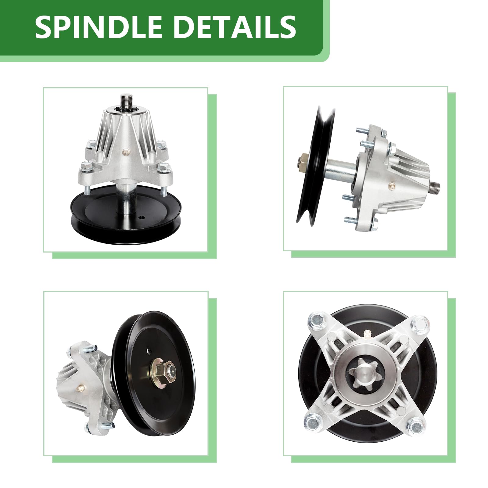 JYLEYJ spindle assembly with nut includes bolts, caps, and grease zerks.